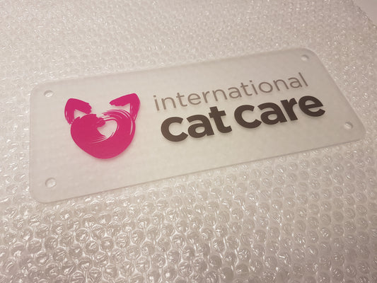 Frosted Acrylic Plaque for International Cat Care