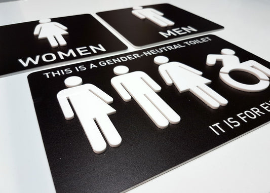 Bespoke Acrylic Toilet Signs with 3D Figures for Communications Giant