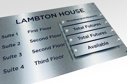 Brushed Silver Interchangeable Name Board for Lambton House