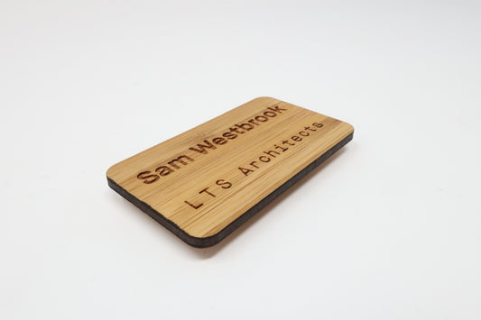 Engraved Bamboo Veneer Name Badges for LTS Architects