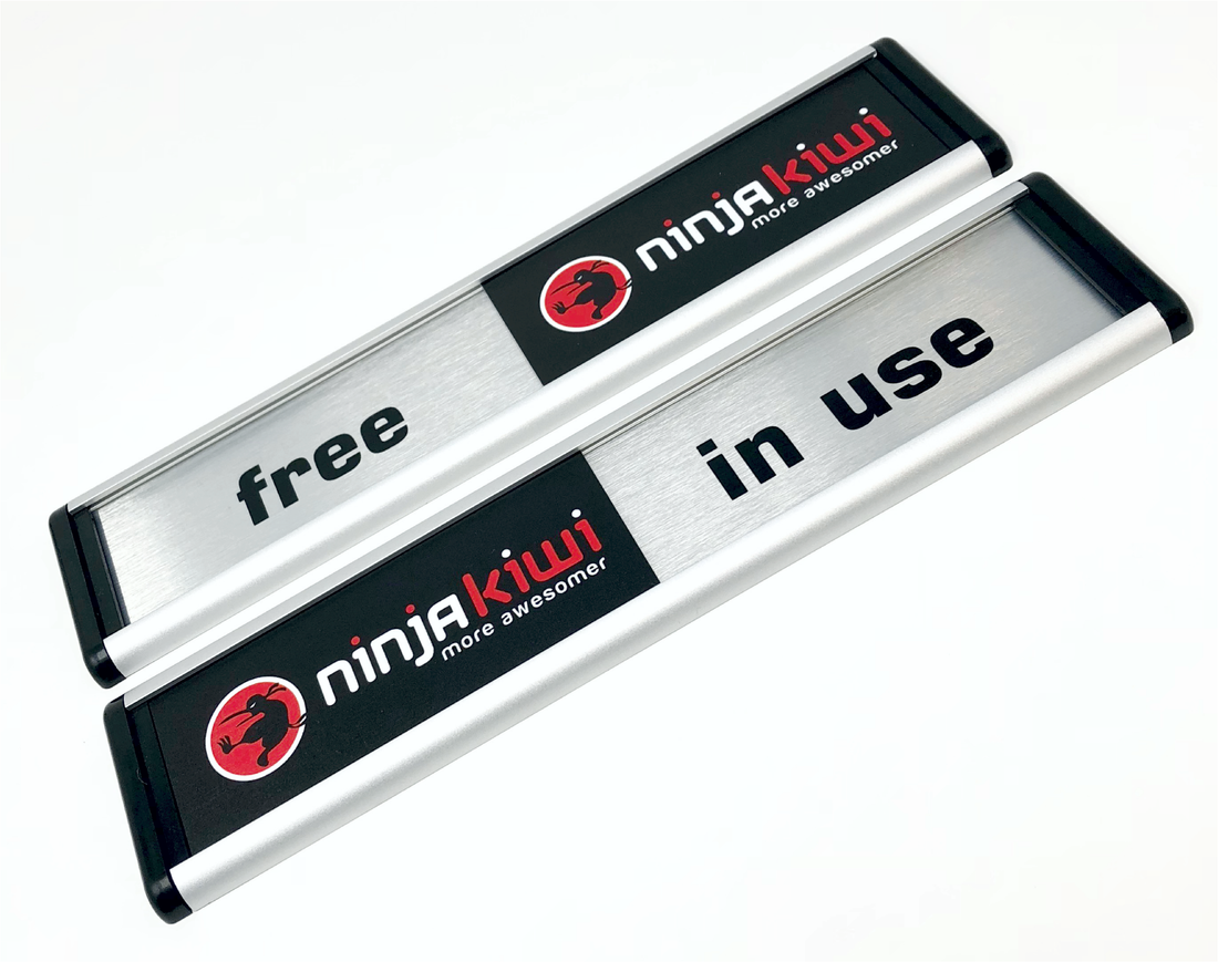 Bespoke Sliding Door Signs with Printed Logo for Ninja Kiwi