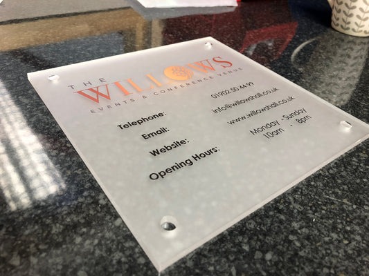 Precision Cut and Print for Willows Hall Events & Conference Venue