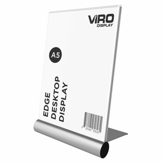 Edge Acrylic Desktop Display – A4 & A5 Poster Holder with Silver Base | Viro Display