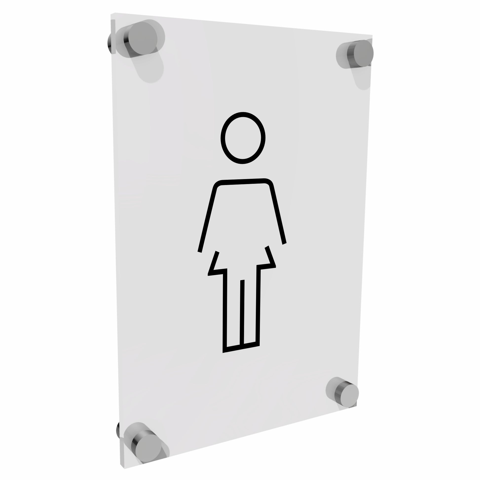 OptiV Clear Acrylic Female Toilet Sign 5mm Clear Acrylic | Viro Display