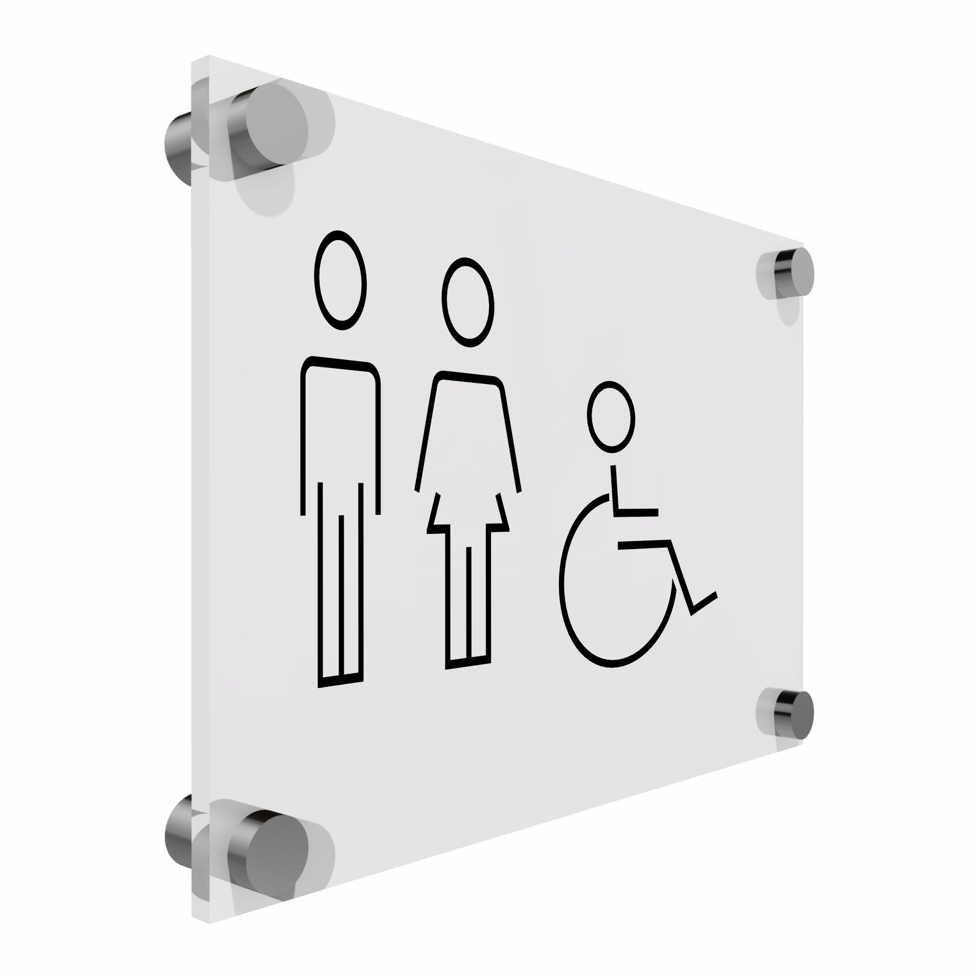 OptiV Clear Acrylic Male, Female & Accessible Toilet Sign | Viro Display