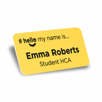 Viro Display Hello my name is Yellow Name Badge