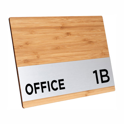 Bamboo + Slimline Aluminium Custom Office Sign - 300 x 200mm