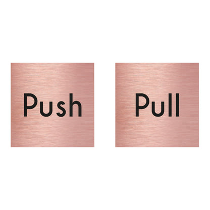 Lot de deux panneaux Push &amp; Pull en aluminium or rose