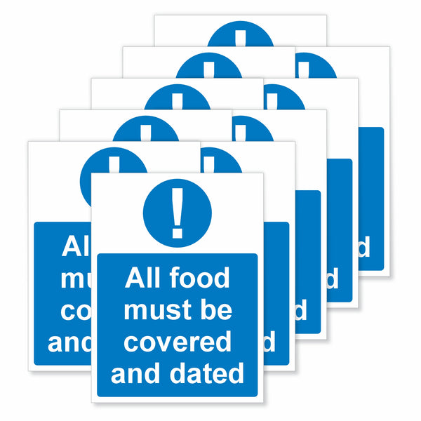 Viro Display All Food Must be Covered and Dated Self-Adhesive Vinyl Signs