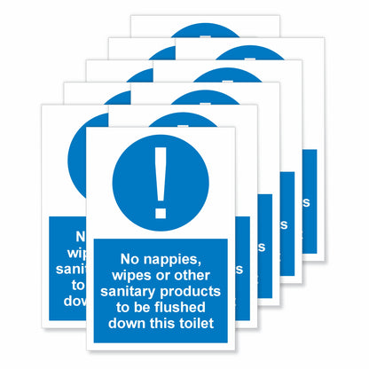 Viro Display No Nappies, Wipes or Other Sanitary Products to Be Flushed Down This Toilet Self-Adhesive Vinyl Signs