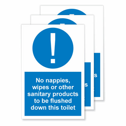 Viro Display No Nappies, Wipes or Other Sanitary Products to Be Flushed Down This Toilet Self-Adhesive Vinyl Signs