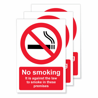 Viro Display No Smoking It Is Against the Law to Smoke in These Premises Self-Adhesive Vinyl Signs