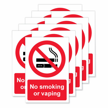 Viro Display No Smoking or Vaping Self-Adhesive Vinyl Signs