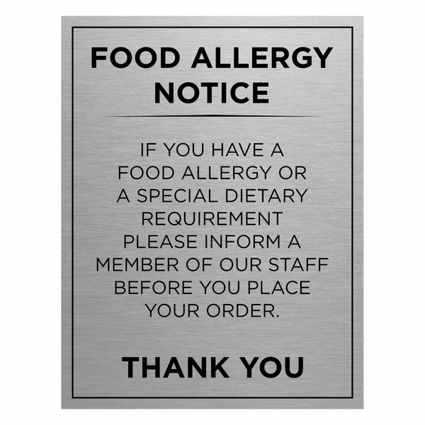 Viro Display Food Allergy Notice Slimline Aluminium Sign