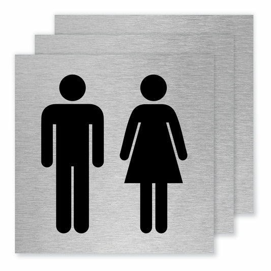 Panneau de toilettes mince en aluminium Viro Display® Homme Femme - 100 x 100 mm