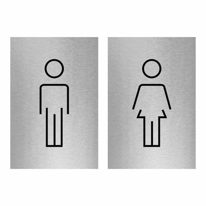 Slimline Aluminium Stick Figure Male Female Toilet Sign Twin Pack