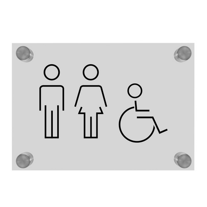 OptiV Clear Acrylic Male, Female & Accessible Toilet Sign | Viro Display