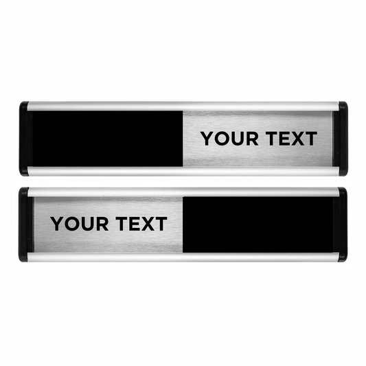 ViroSlide Custom Sliding Sign - Black / Silver - 214 x 60mm | Viro Display