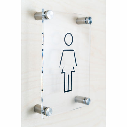 Panneau de toilettes pour femmes en acrylique transparent OptiV