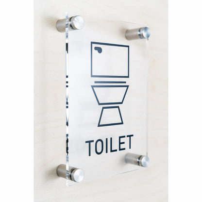 Panneau de toilettes neutre en acrylique transparent OptiV