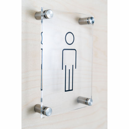 Panneau de toilettes pour hommes en acrylique transparent OptiV